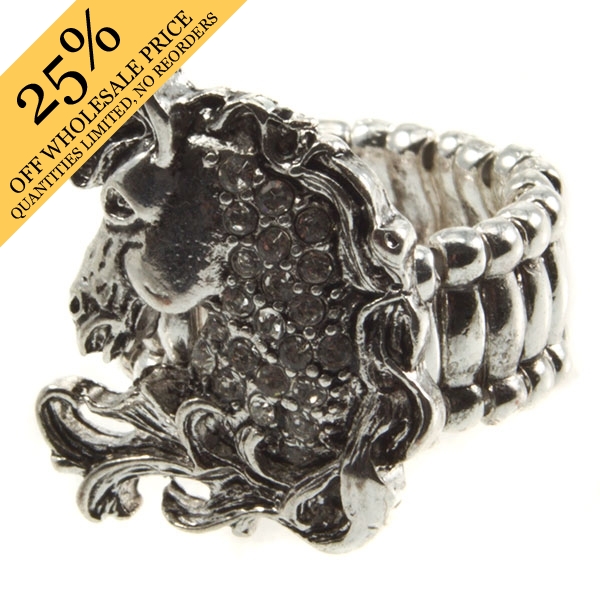 Wholesale silver stretch band ring crystal rhinestone