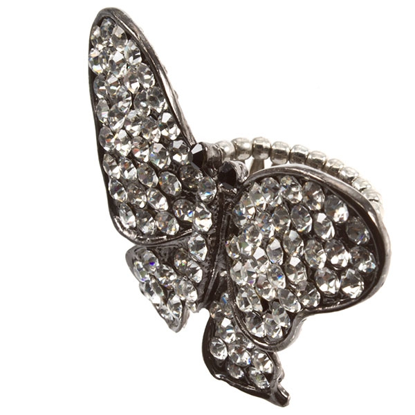 Wholesale silver butterfly ring crystal rhinestones