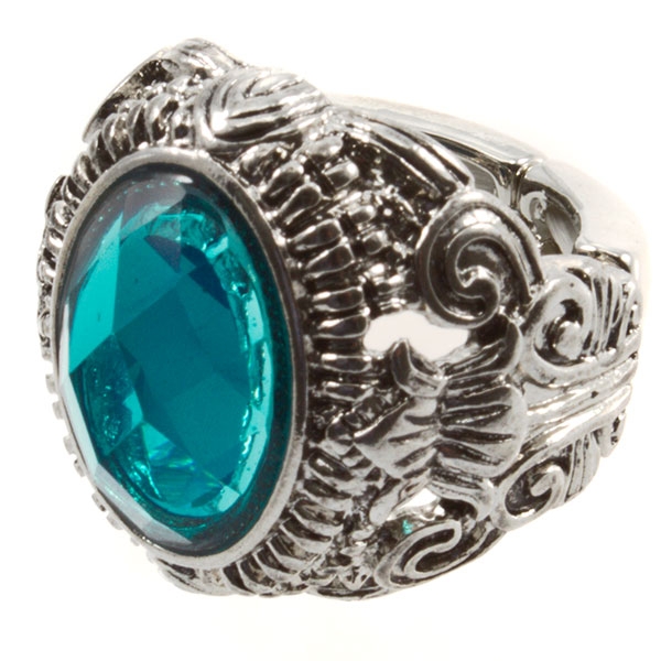 Wholesale ornate silver ring large faceted teal cz diameter stretch metal band