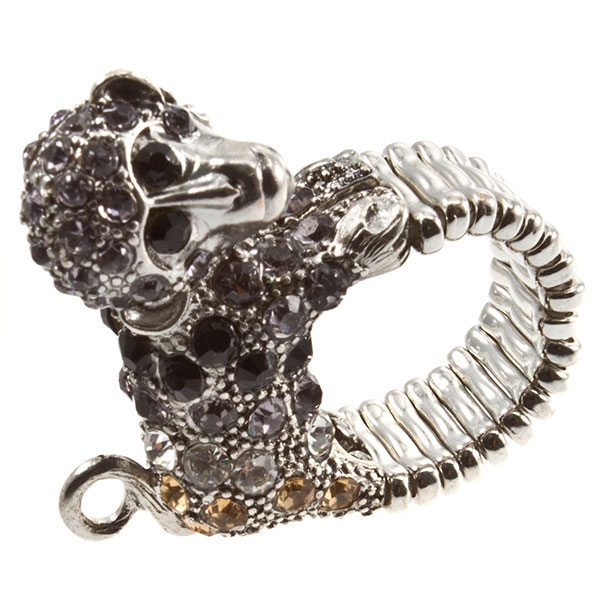 Wholesale silver stretch band ring monkey assorted black gray rhinestones