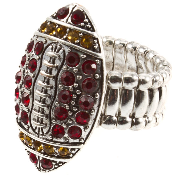 Wholesale silver toned football stretch ring garnet gold czs