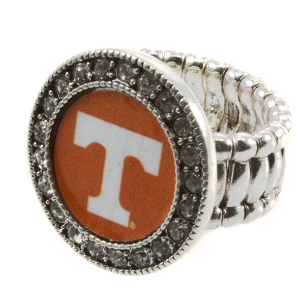 Wholesale silver toned stretch band ring crystal rhinestones surrounding Tenness