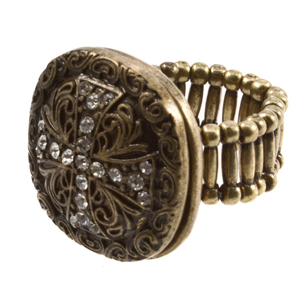 Wholesale aged gold square locket ring stretch band locket filigree designs cz c