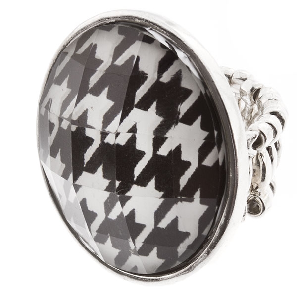 Wholesale silver medallion stretch band ring houndstooth Approx inches diameter