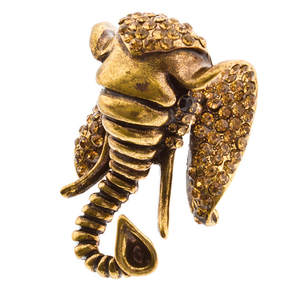 Wholesale gold stretch band ring gold rhinestones elephant