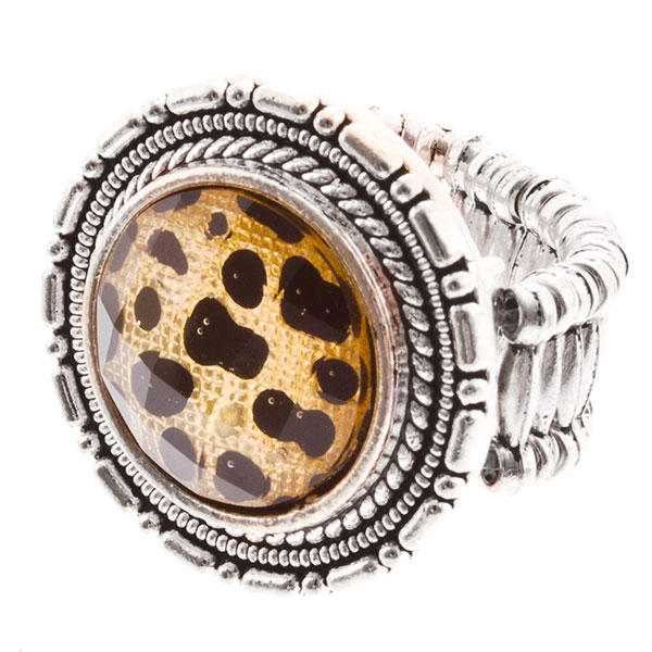 Wholesale silver stretch band ring animal print
