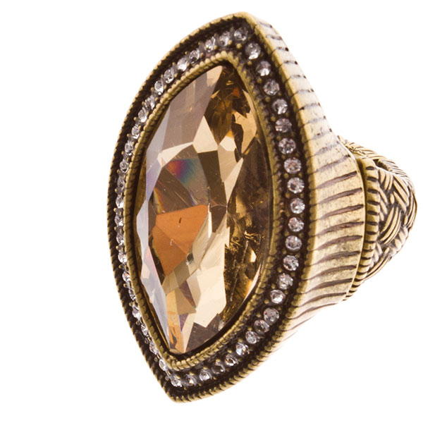 Wholesale gold stretch band ring inset golden crystal crystal rhinestones