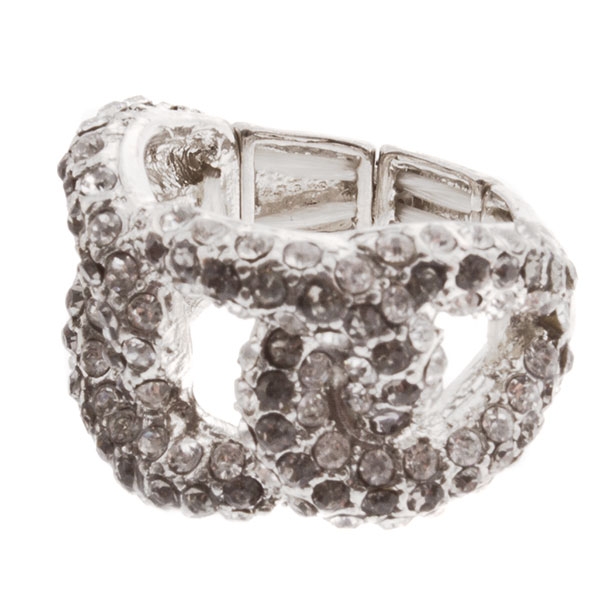 Wholesale silver stretch band ring covered tiny crystal rhinestones