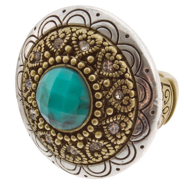 Wholesale antique dual smooth stretch ring medallion intricate heart filigree ro