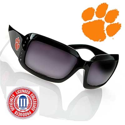 Wholesale black Fashion Frame Sunglasses Faux Jewels Clemson University Logo Off