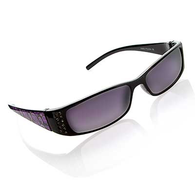 Wholesale black Frame Fashion Sunglasses Faux Diamonds Purple Paisley Print