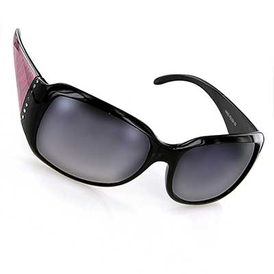 Wholesale black Frame Fashion Sunglasses Faux Diamonds Fuschia Zebra Print