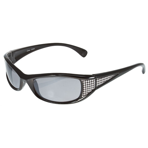 Wholesale black frame sunglasses gray lenses houndstooth pattern edges frame